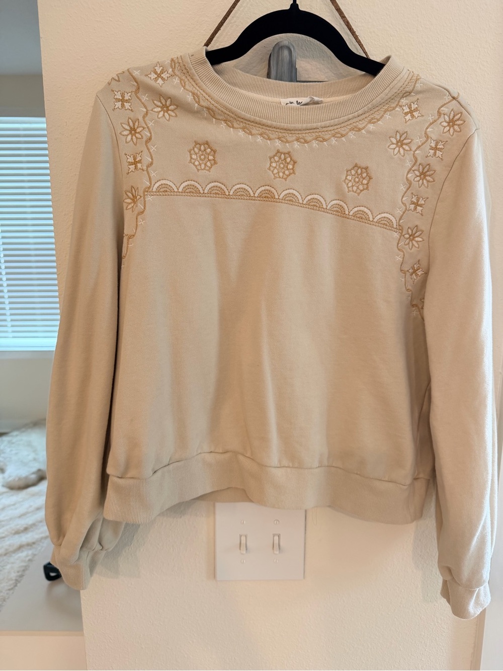 In Bloom Cream Embroidered Crewneck Sweatshirt